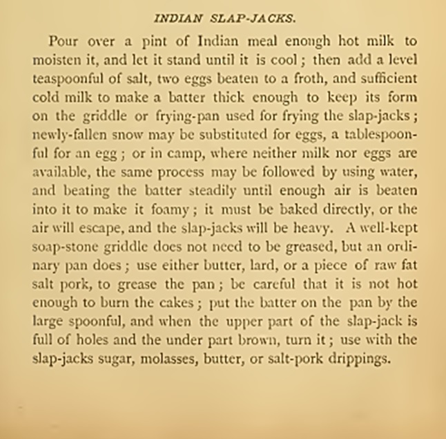 Recipe indian slapjacks 1880s