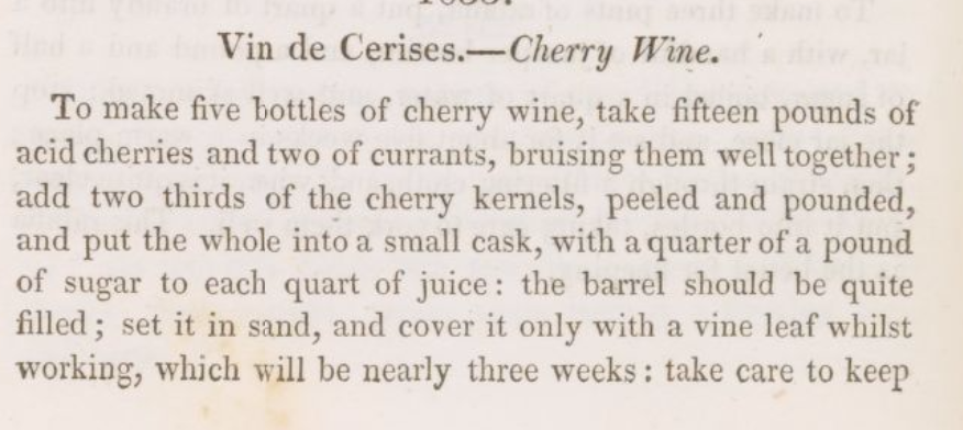 Cherry Wine Recipe 1820s