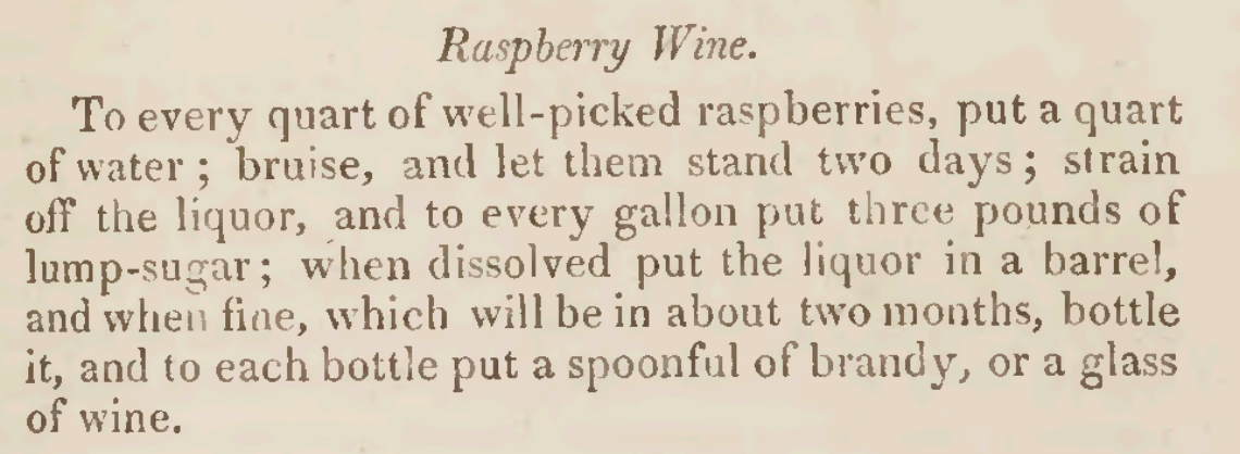 Raspberry Wine Recipe 1810